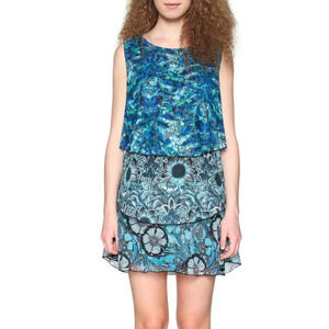 Desigual Locomotion Layered Dress in Blues - Small